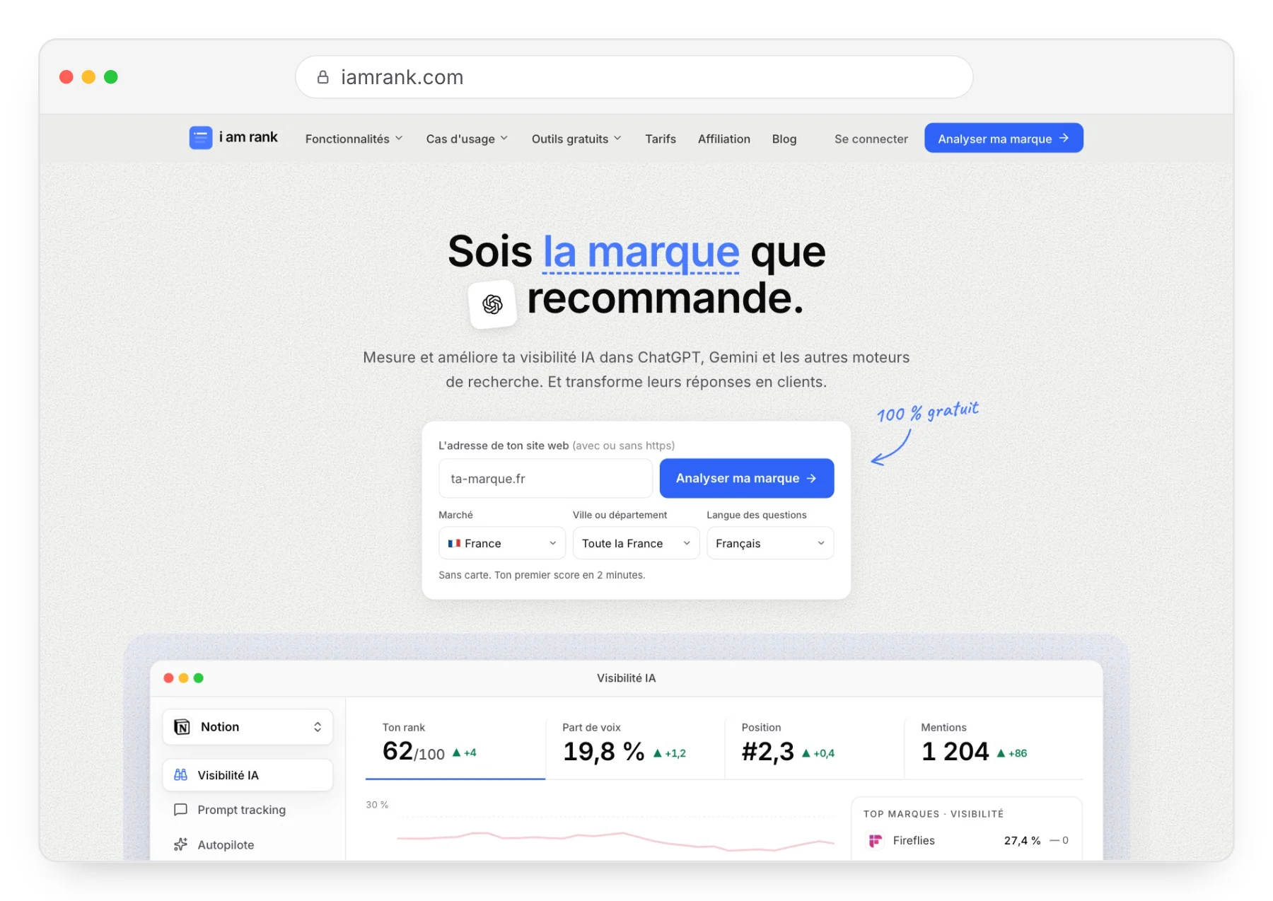 Capture de la page d'accueil d'i am rank.